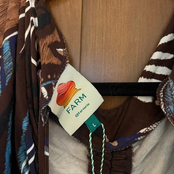 Farm Rio Delicate Garden Dress Brown Floral Large - Picture 4 of 4